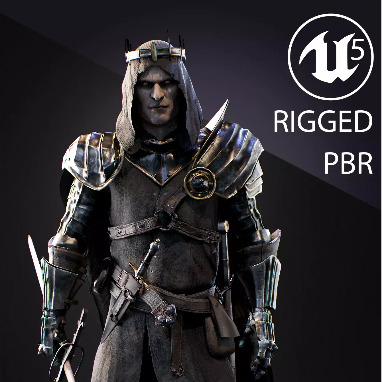 Dark Age Knight - Low-Poly Game-Ready 3D Model - View 2