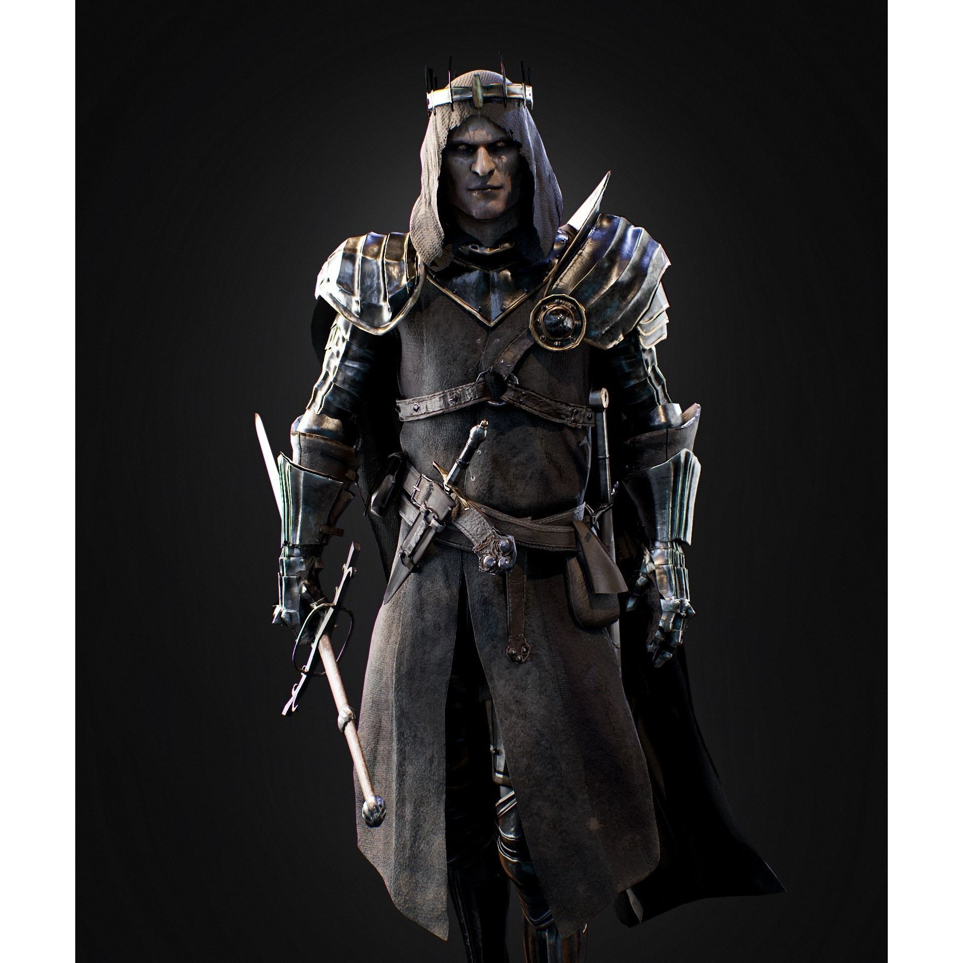 Dark Age Knight - Low-Poly Game-Ready 3D Model - View 3