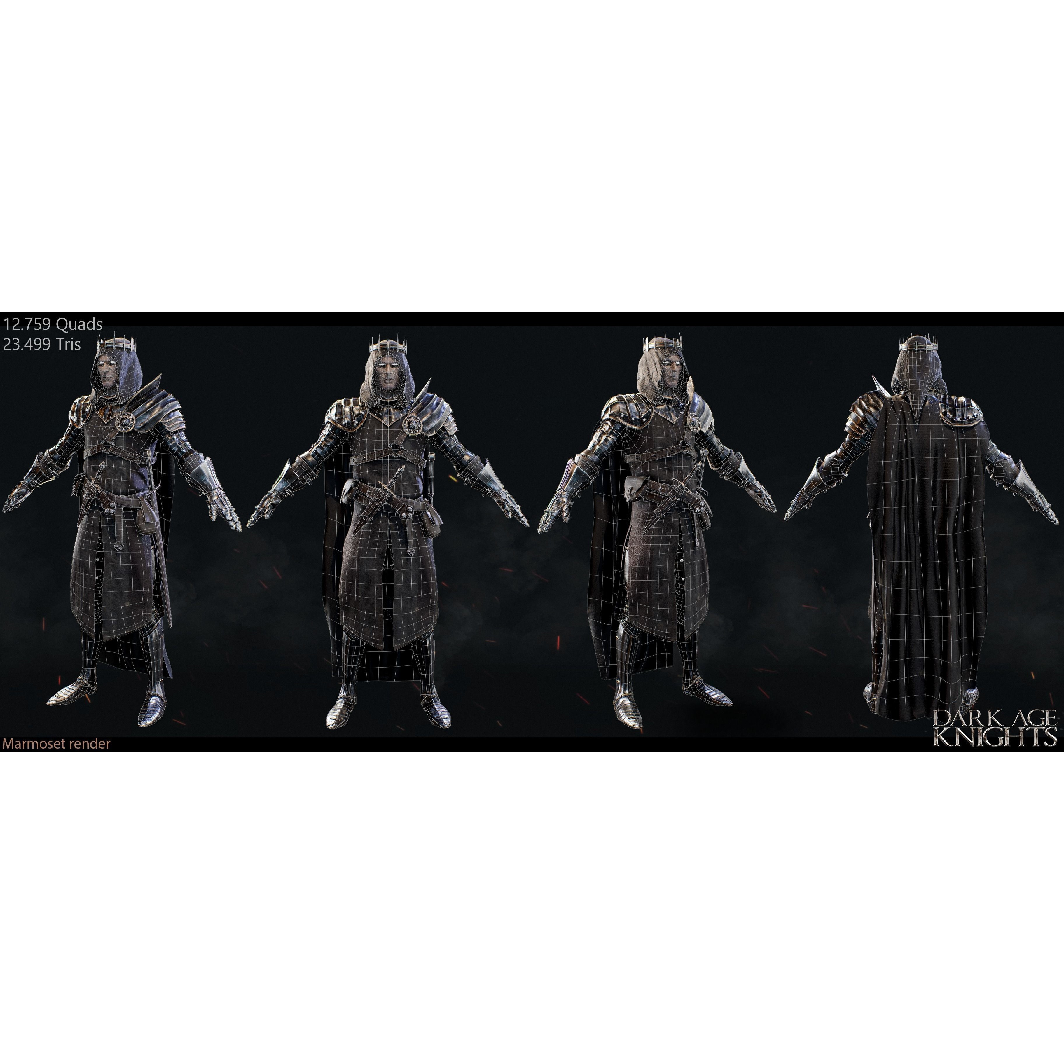 Dark Age Knight - Low-Poly Game-Ready 3D Model - View 5