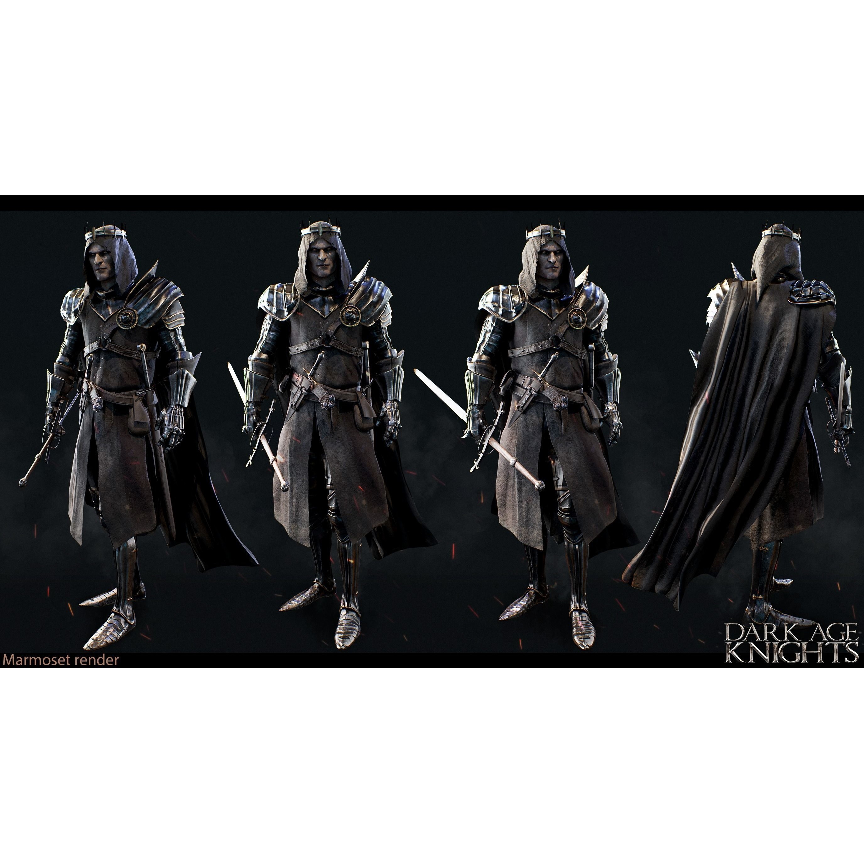 Dark Age Knight - Low-Poly Game-Ready 3D Model - View 6