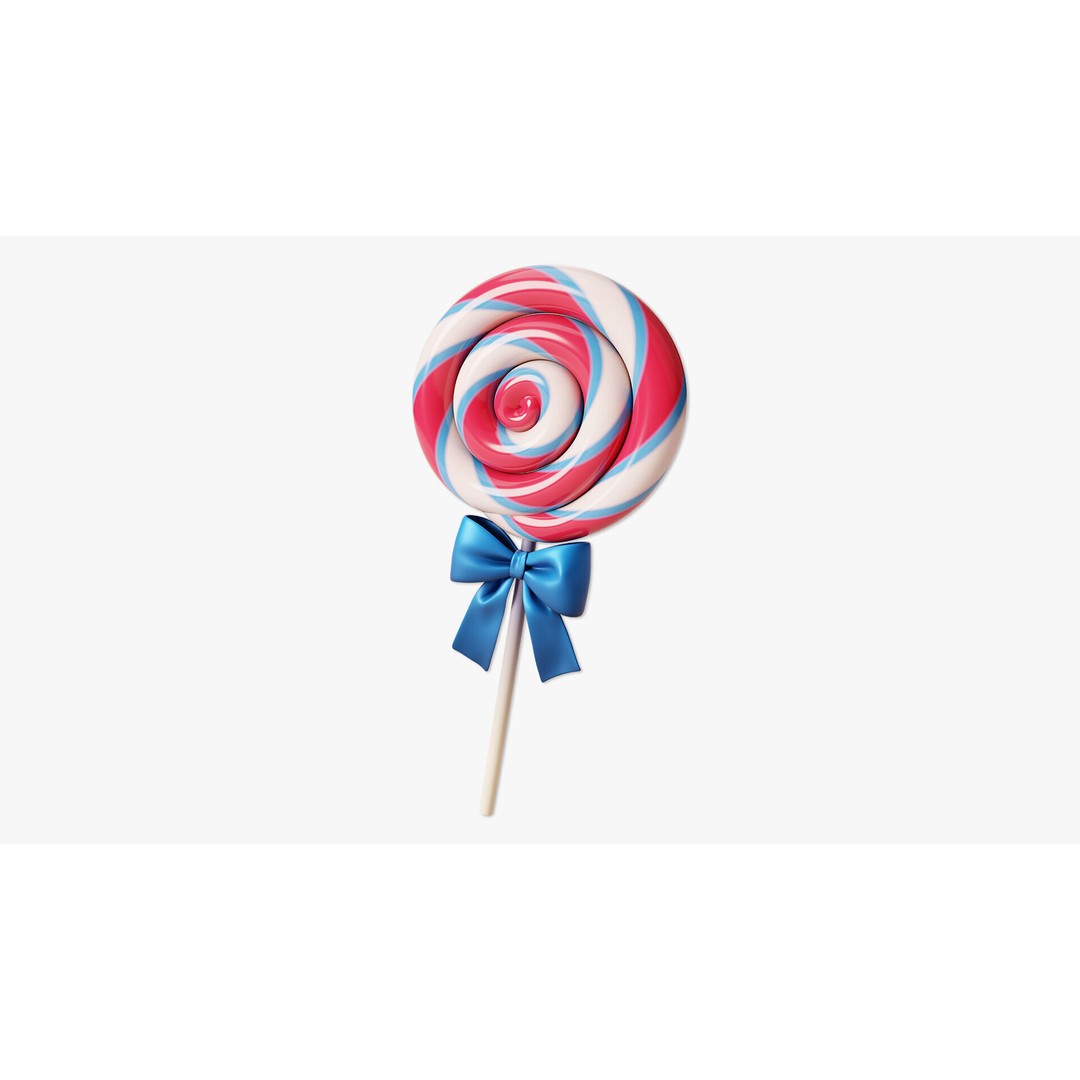 Swirl Lollipop 3D Model – Stylized Candy Asset, PBR Textures - View 3