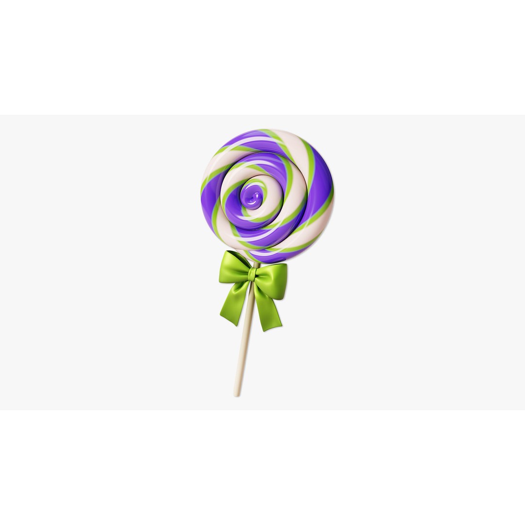 Swirl Lollipop 3D Model – Stylized Candy Asset, PBR Textures - View 4