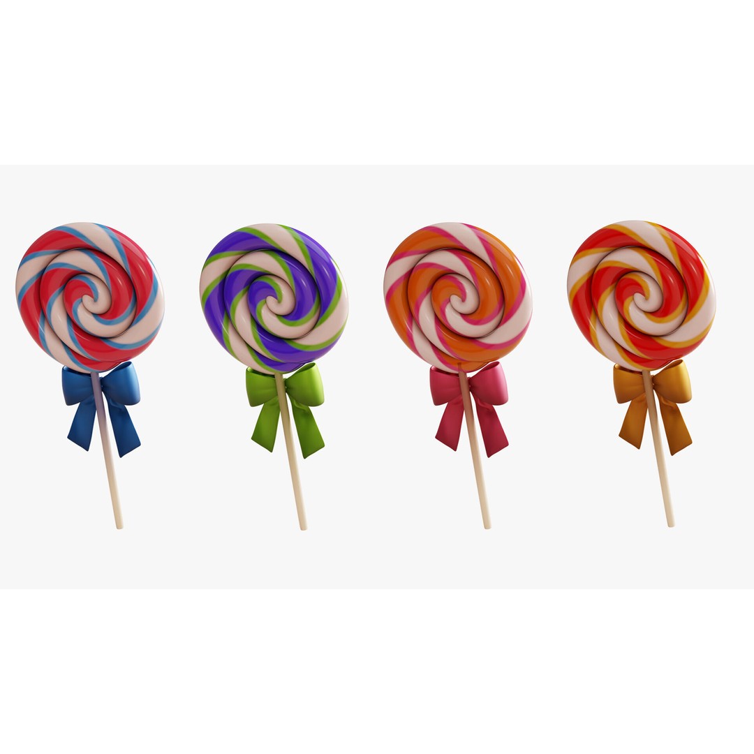 Swirl Lollipop 3D Model – Stylized Candy Asset, PBR Textures - View 8