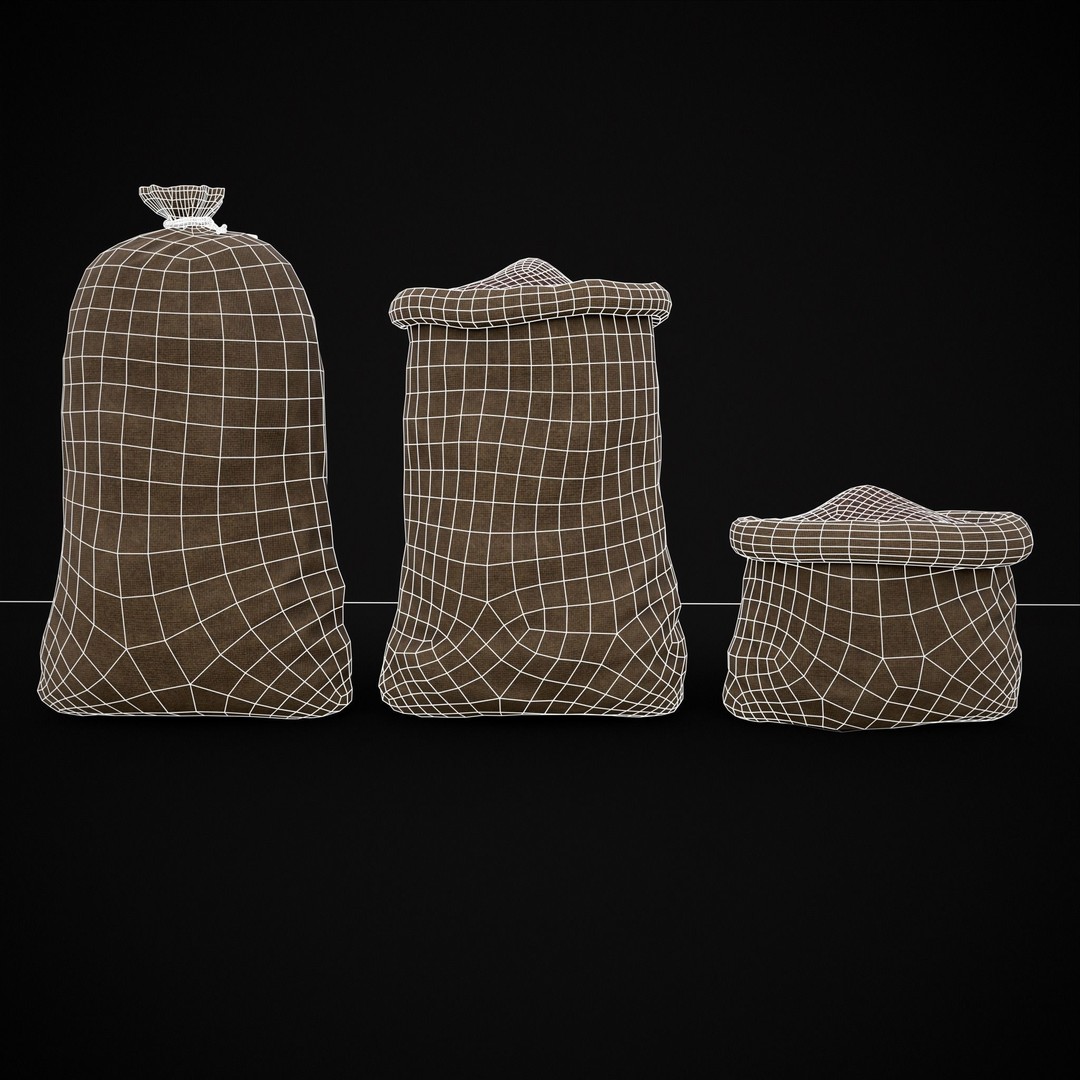 Burlap Sacks of Coffee Beans 3D Model – Low Poly PBR Asset, FBX & OBJ