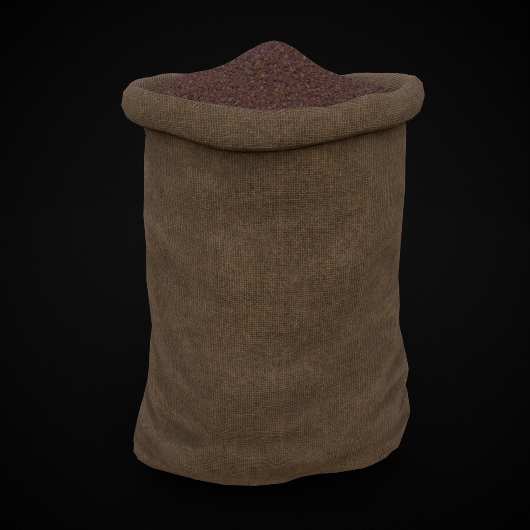 Burlap Sacks of Coffee Beans 3D Model – Low Poly PBR Asset, FBX & OBJ - View 14