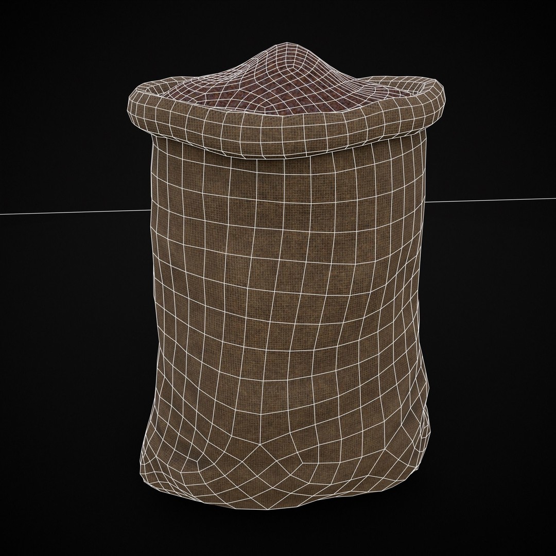 Burlap Sacks of Coffee Beans 3D Model – Low Poly PBR Asset, FBX & OBJ - View 15