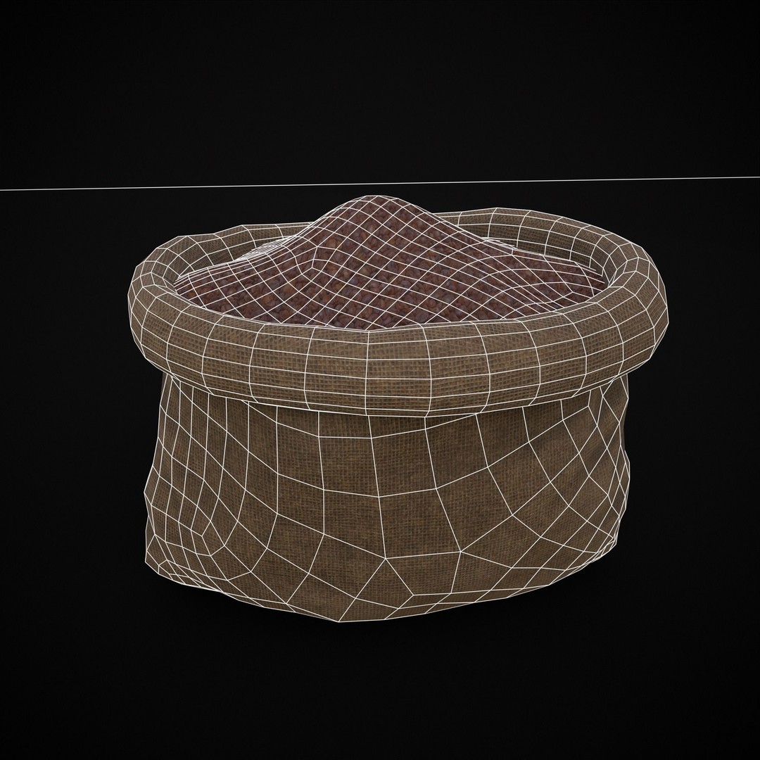 Burlap Sacks of Coffee Beans 3D Model – Low Poly PBR Asset, FBX & OBJ - View 17