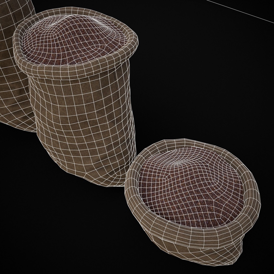 Burlap Sacks of Coffee Beans 3D Model – Low Poly PBR Asset, FBX & OBJ - View 19