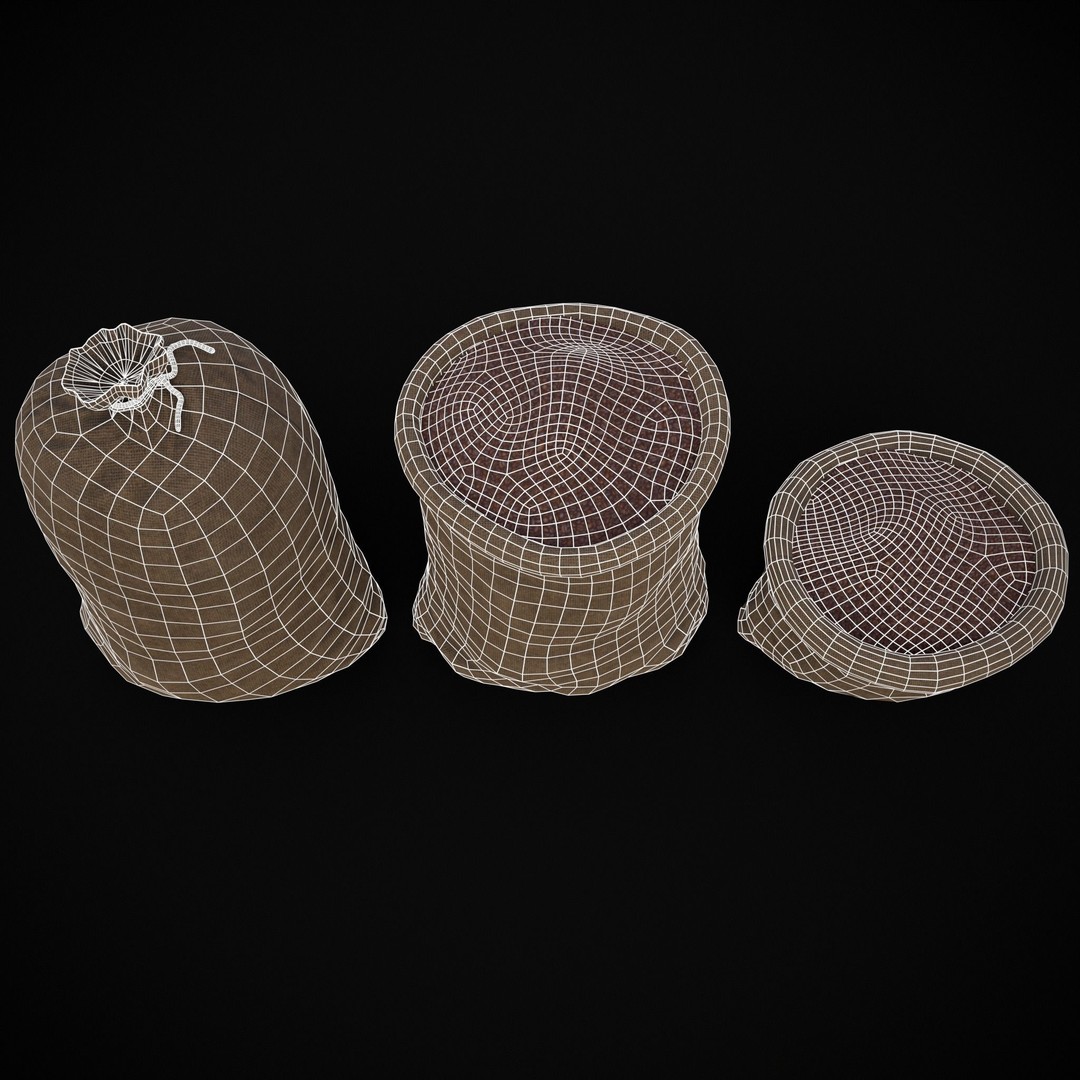 Burlap Sacks of Coffee Beans 3D Model – Low Poly PBR Asset, FBX & OBJ - View 5