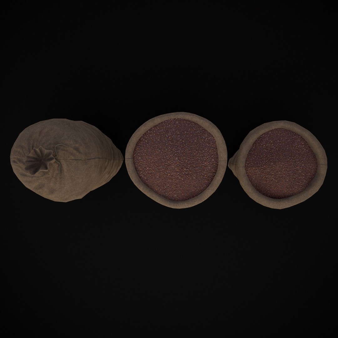 Burlap Sacks of Coffee Beans 3D Model – Low Poly PBR Asset, FBX & OBJ - View 6