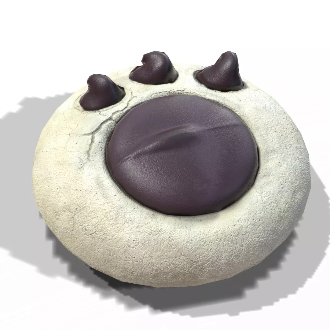 Paw Cookie 3D Model – Low Poly PBR Food Asset, FBX - View 2