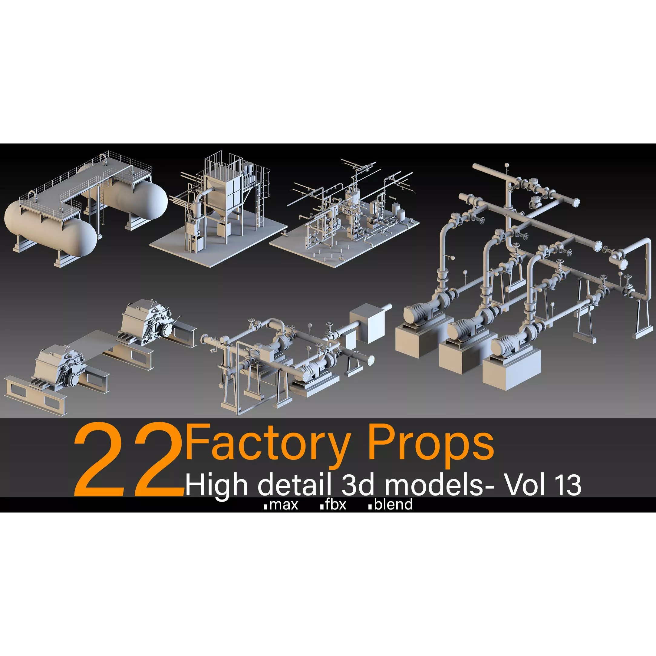 Factory Props Collection - High-Detail 3D Model - View 2