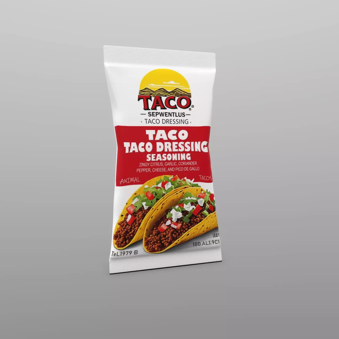 Taco Seasoning Pack 3D Model – Low Poly PBR Kitchen Asset, FBX - View 2