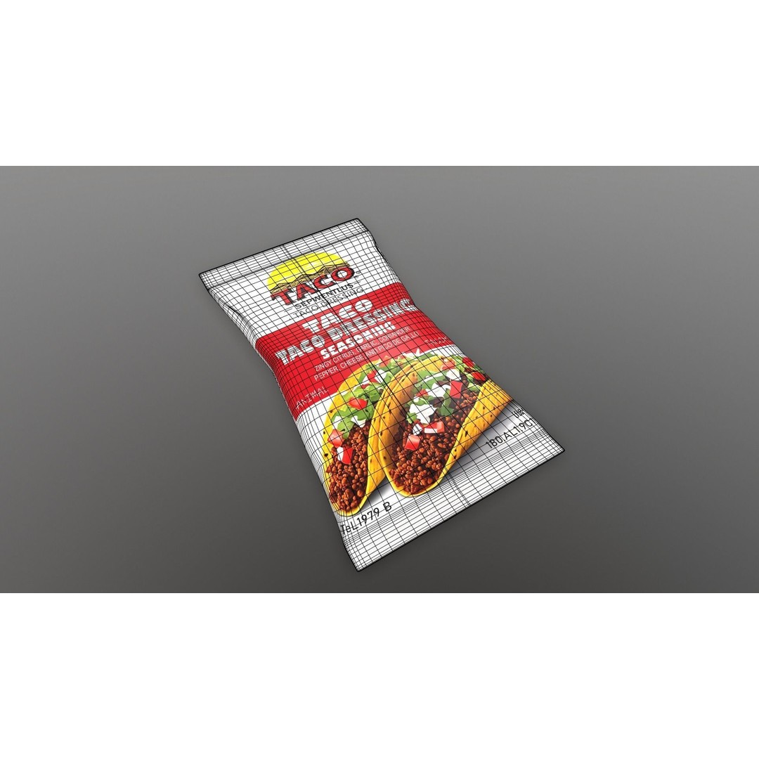 Taco Seasoning Pack 3D Model – Low Poly PBR Kitchen Asset, FBX - View 4