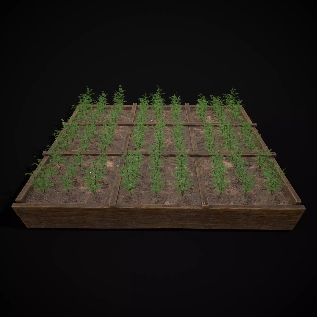 Square Planting Plots Vegetables 3D Model – Low Poly Game Ready, FBX & OBJ - View 10