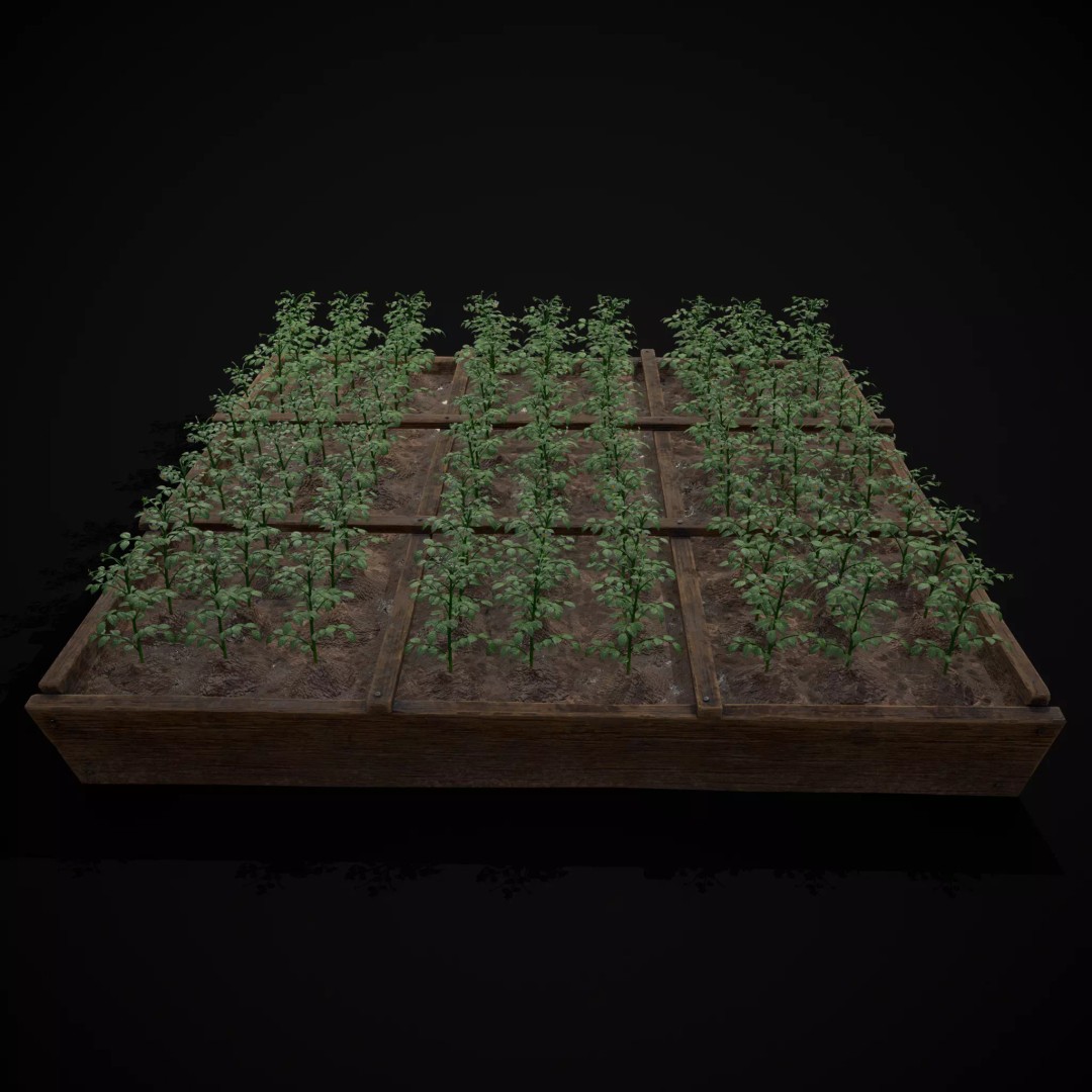 Square Planting Plots Vegetables 3D Model – Low Poly Game Ready, FBX & OBJ - View 18