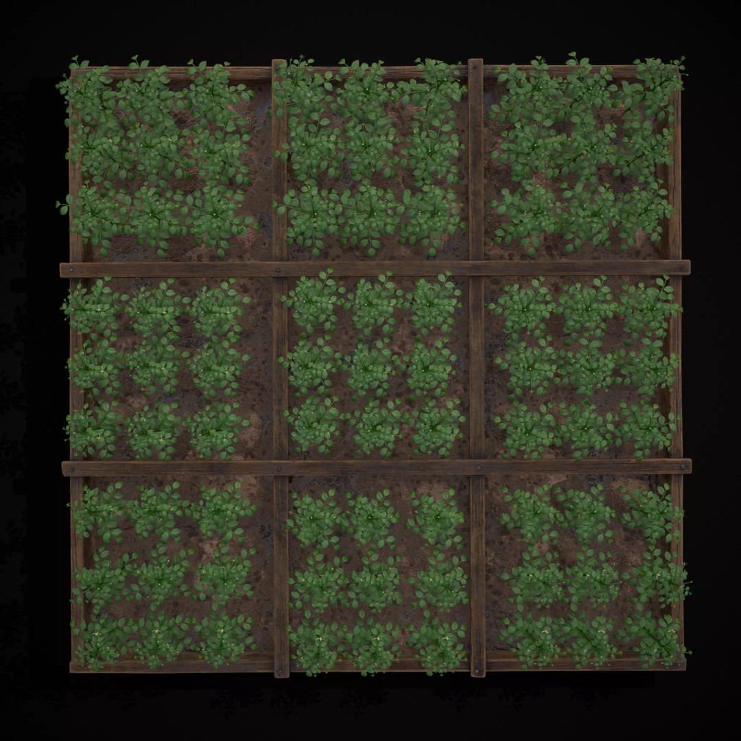 Square Planting Plots Vegetables 3D Model – Low Poly Game Ready, FBX & OBJ - View 21