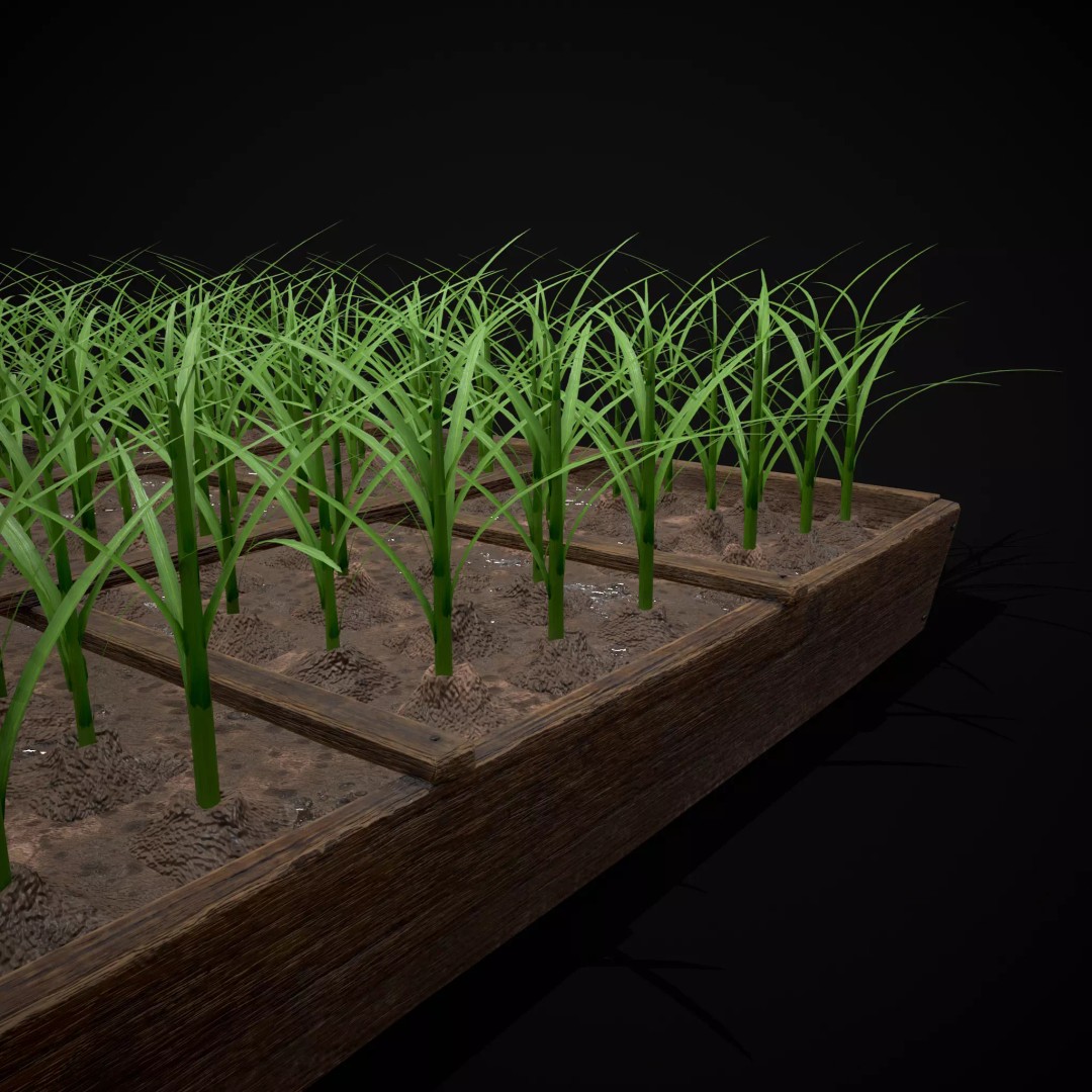 Square Planting Plots Vegetables 3D Model – Low Poly Game Ready, FBX & OBJ - View 44