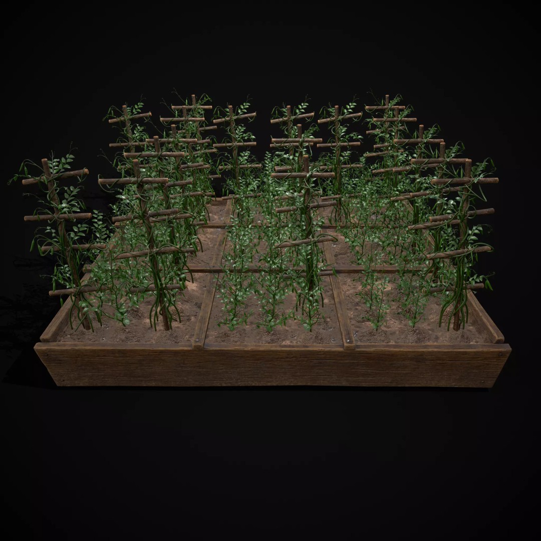 Square Planting Plots Vegetables 3D Model – Low Poly Game Ready, FBX & OBJ - View 45