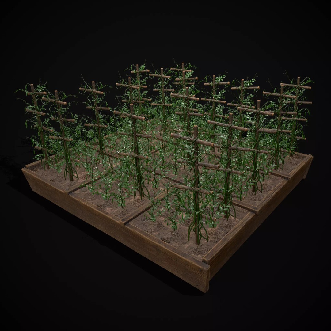 Square Planting Plots Vegetables 3D Model – Low Poly Game Ready, FBX & OBJ - View 47
