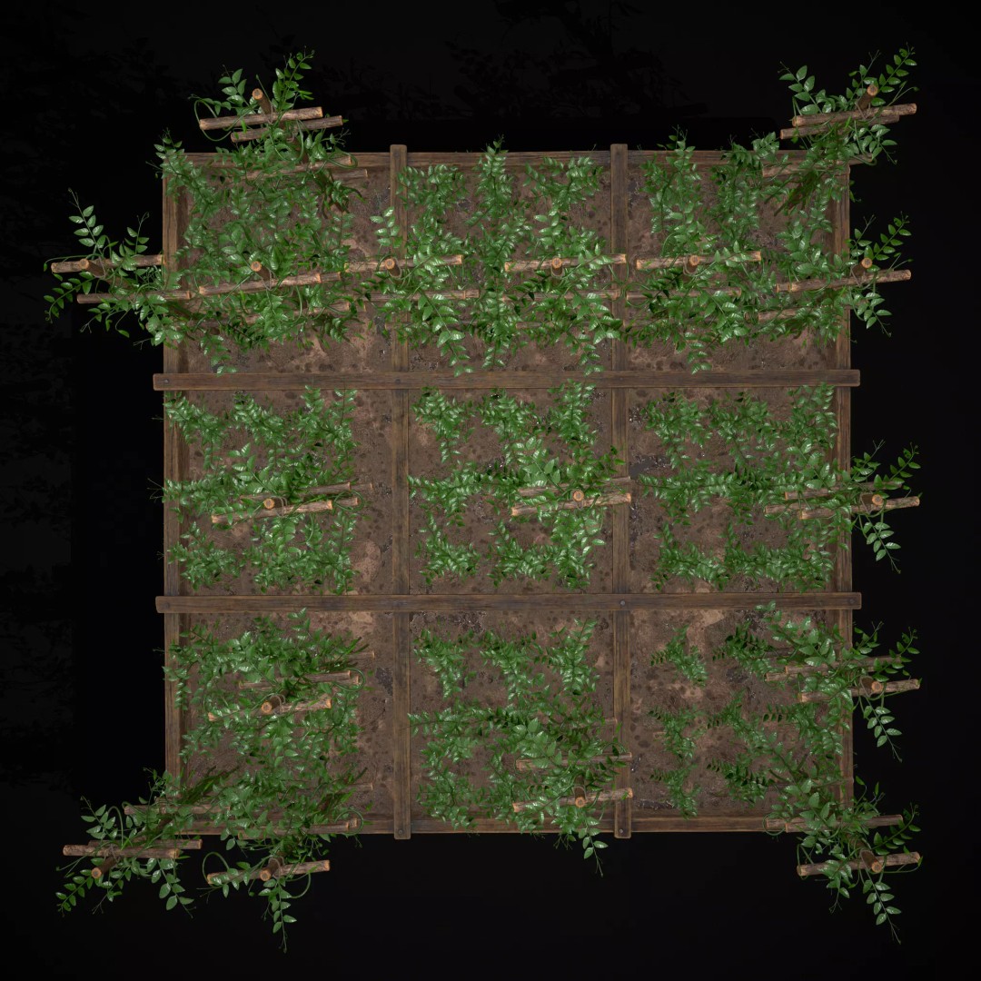 Square Planting Plots Vegetables 3D Model – Low Poly Game Ready, FBX & OBJ - View 49