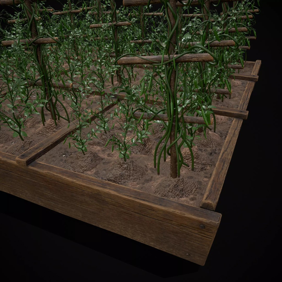 Square Planting Plots Vegetables 3D Model – Low Poly Game Ready, FBX & OBJ - View 51