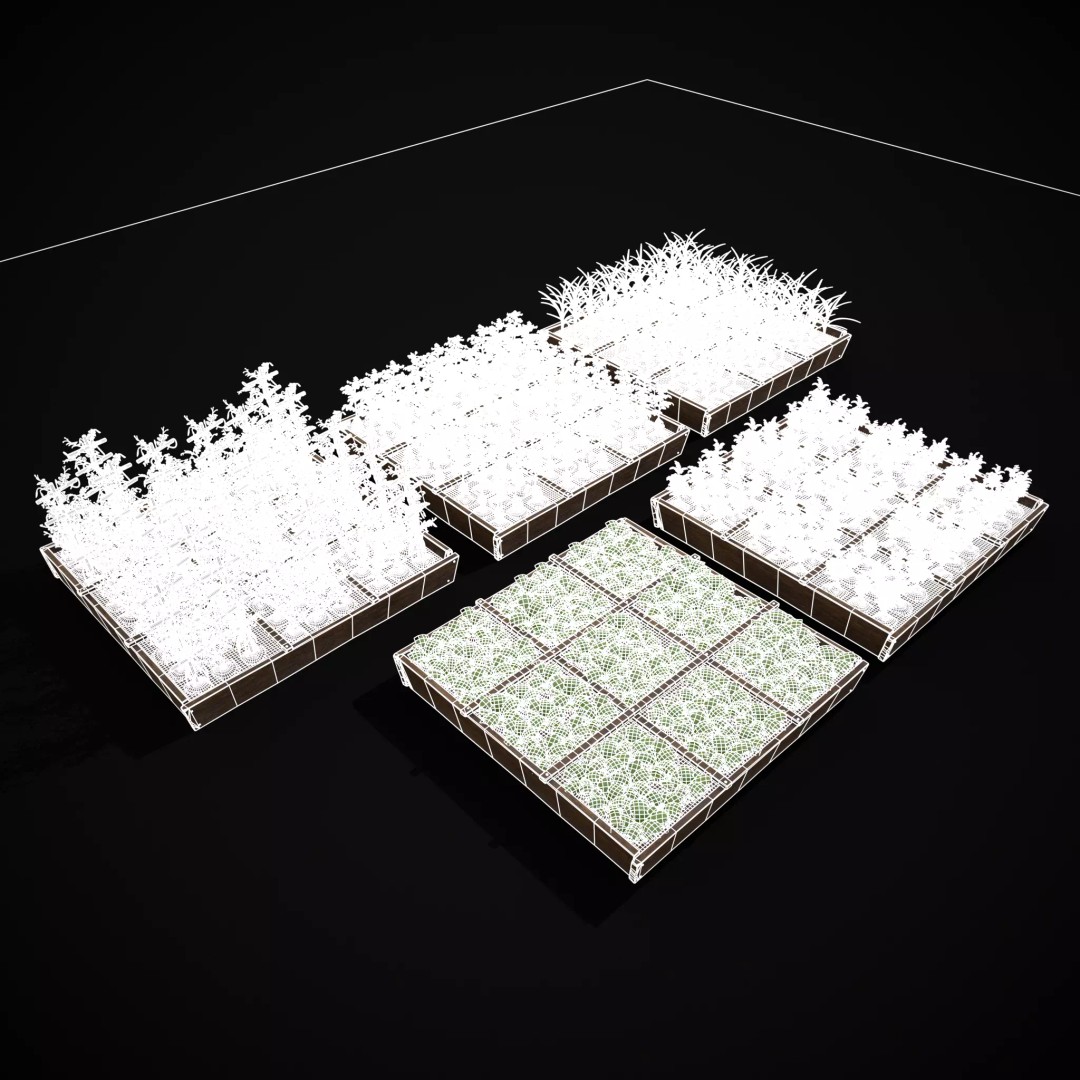 Square Planting Plots Vegetables 3D Model – Low Poly Game Ready, FBX & OBJ - View 7