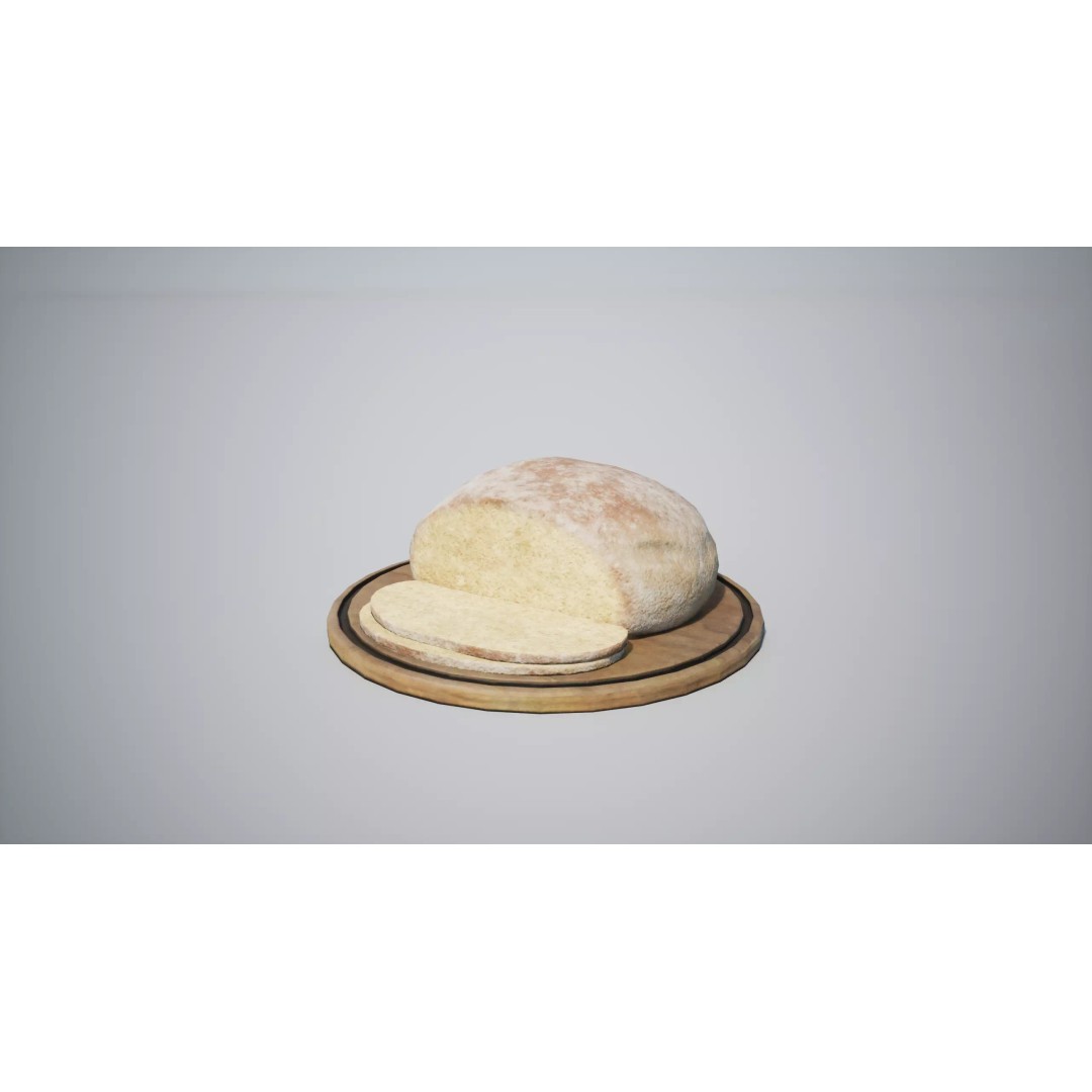 Bread 3D Model – Low Poly Game Asset with PBR Textures, FBX - View 2