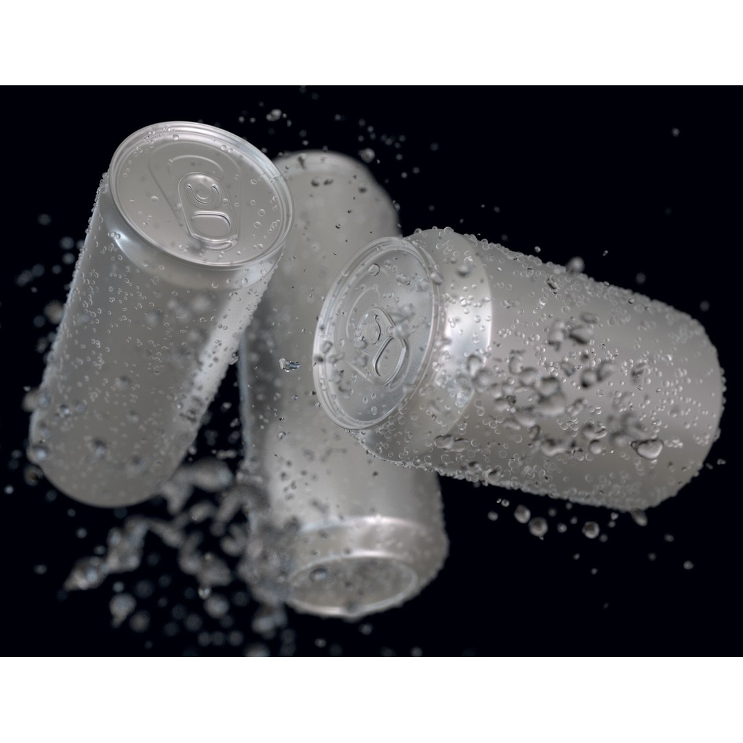 Aluminum Cans 3D Model – Realistic Beverage Asset with Water Drops - View 7