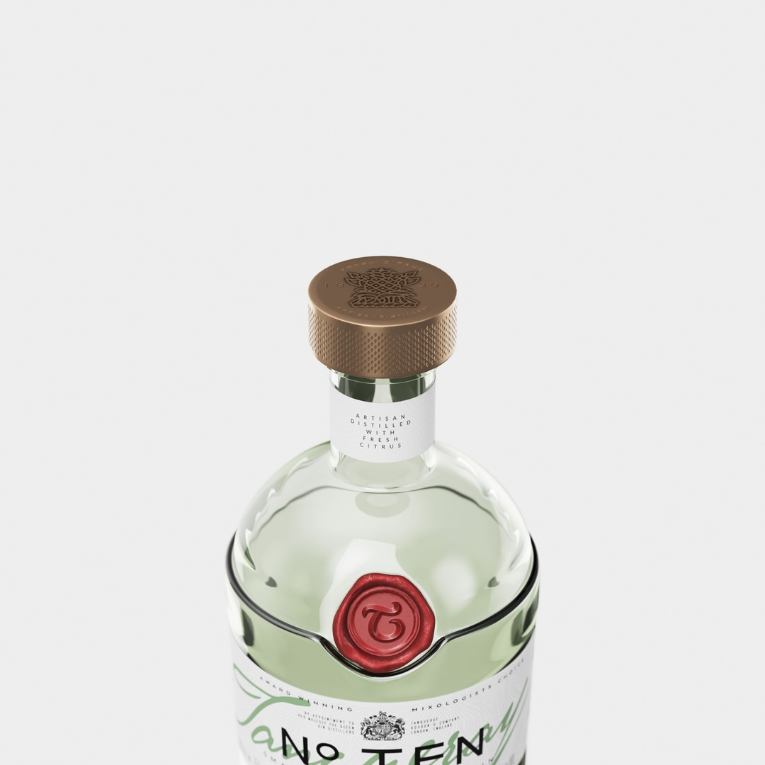 Tanqueray No. Ten 3D Model – Premium Gin Bottle, FBX, PBR Textures