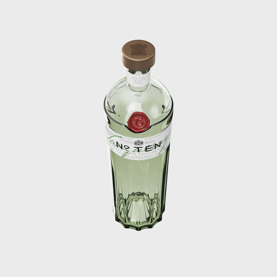 Tanqueray No. Ten 3D Model – Premium Gin Bottle, FBX, PBR Textures - View 3