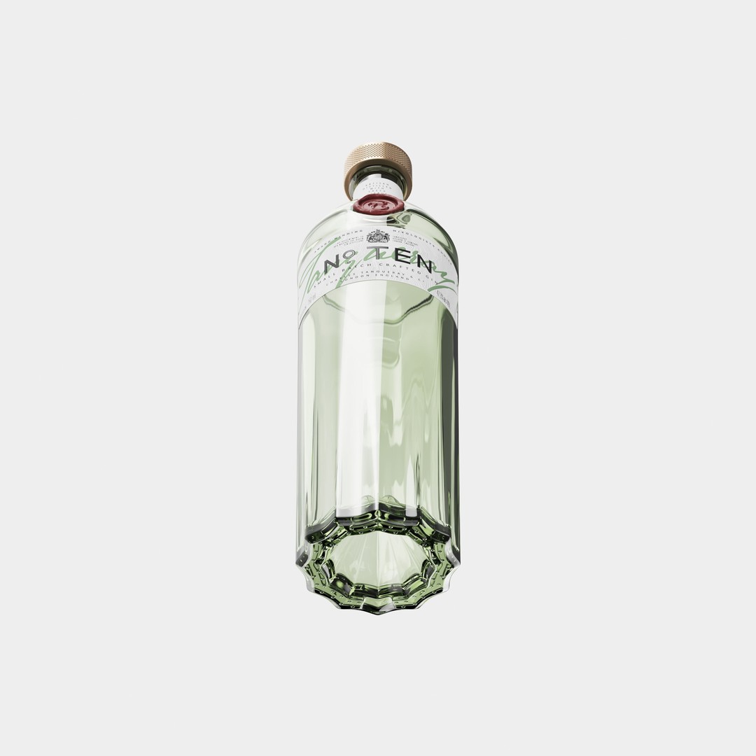 Tanqueray No. Ten 3D Model – Premium Gin Bottle, FBX, PBR Textures - View 4