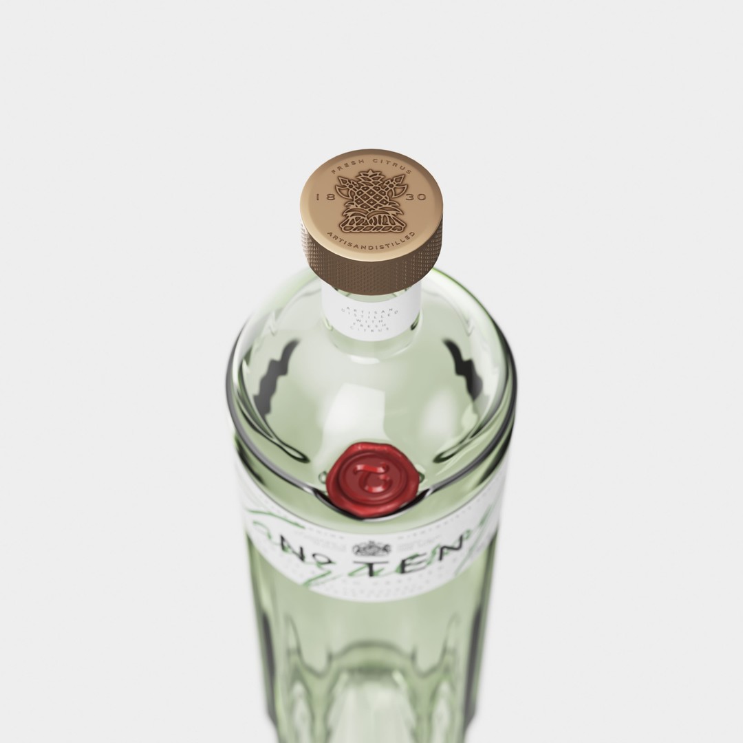 Tanqueray No. Ten 3D Model – Premium Gin Bottle, FBX, PBR Textures - View 6