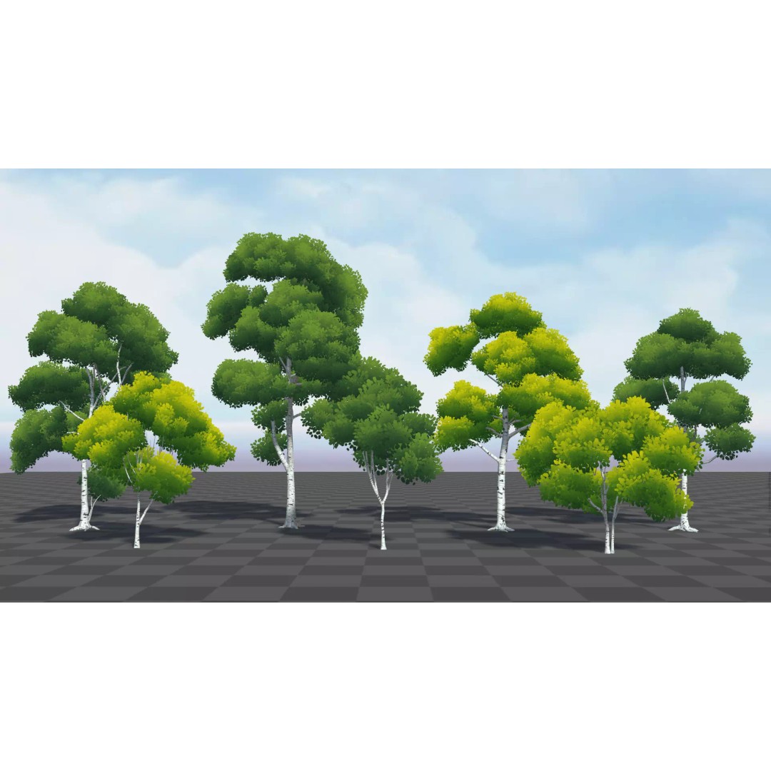 Stylized Tree 3D Model – Low Poly Game Asset, FBX, PBR Textures - View 11