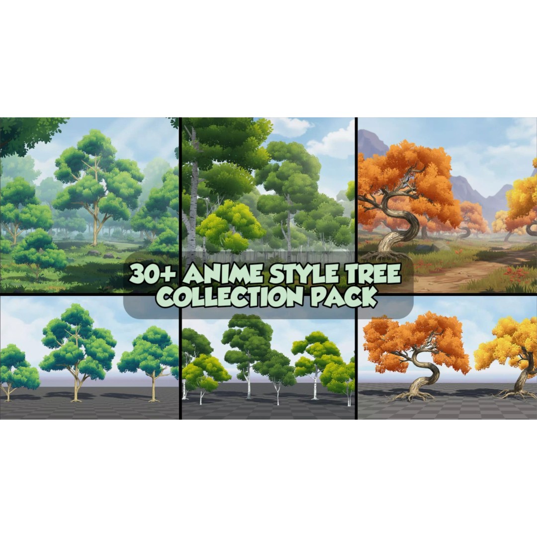 Stylized Tree 3D Model – Low Poly Game Asset, FBX, PBR Textures - View 2