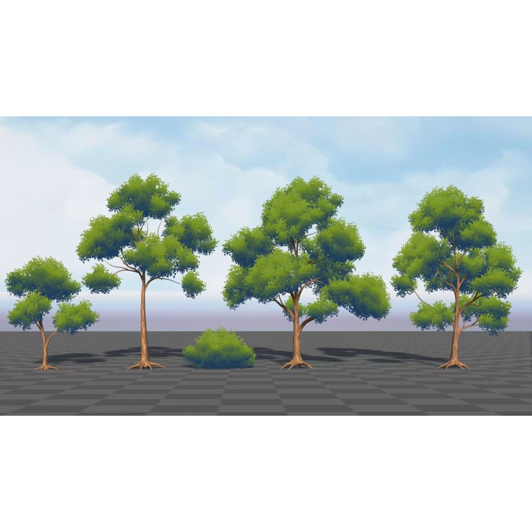 Stylized Tree 3D Model – Low Poly Game Asset, FBX, PBR Textures - View 4