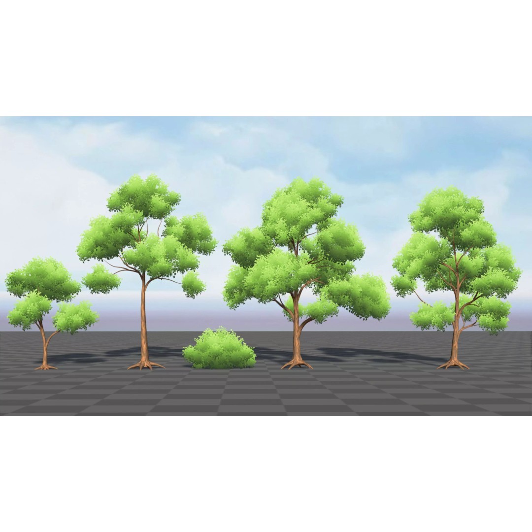 Stylized Tree 3D Model – Low Poly Game Asset, FBX, PBR Textures - View 6