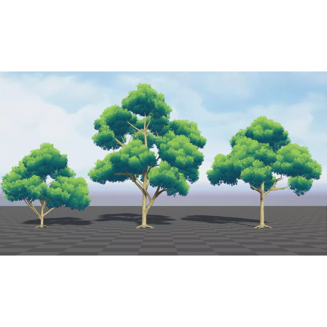 Stylized Tree 3D Model – Low Poly Game Asset, FBX, PBR Textures - View 7