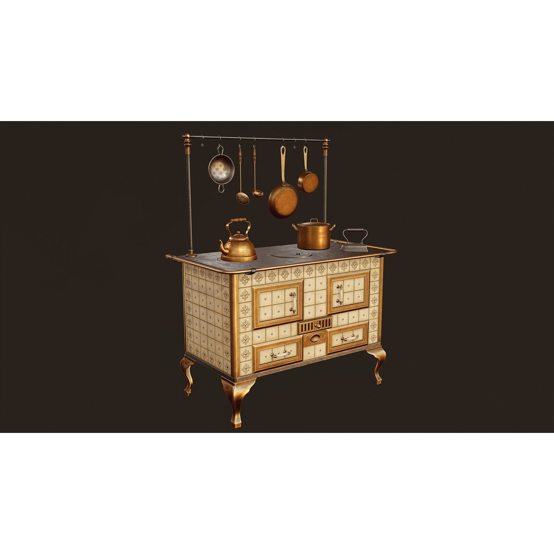 Victorian Kitchen Props Pack 3D Model – Low Poly PBR Game Asset, FBX, Unity - View 12