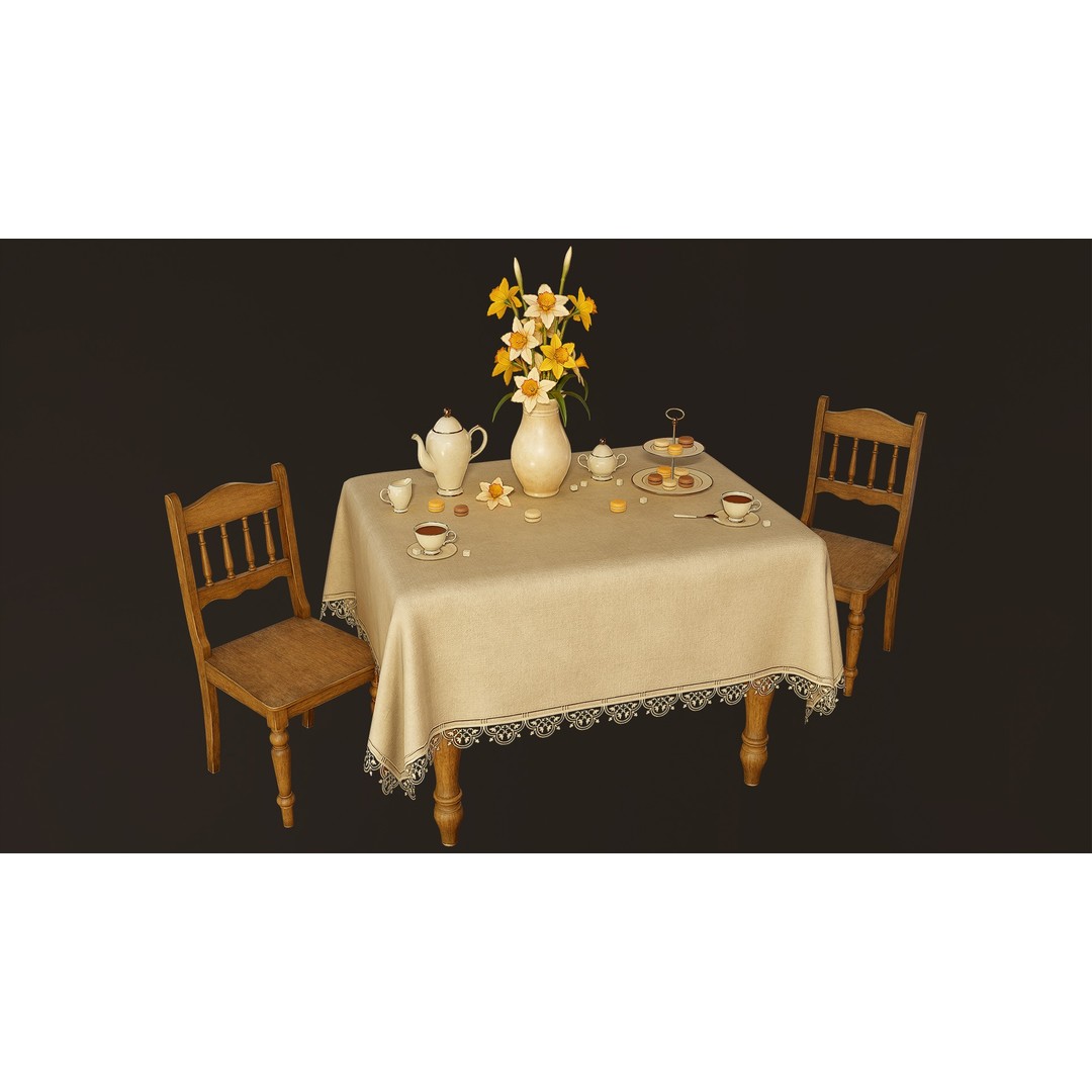 Victorian Kitchen Props Pack 3D Model – Low Poly PBR Game Asset, FBX, Unity - View 4