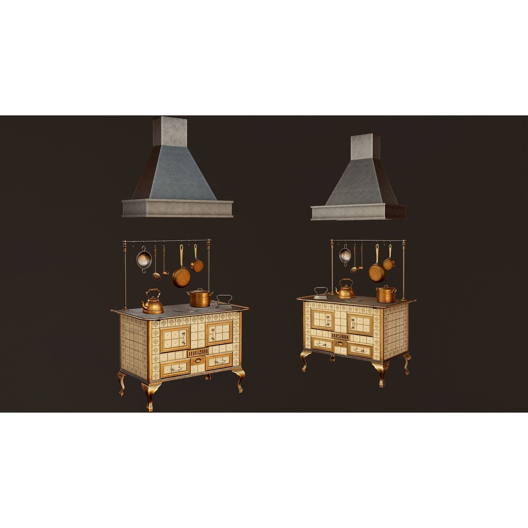 Victorian Kitchen Props Pack 3D Model – Low Poly PBR Game Asset, FBX, Unity - View 9