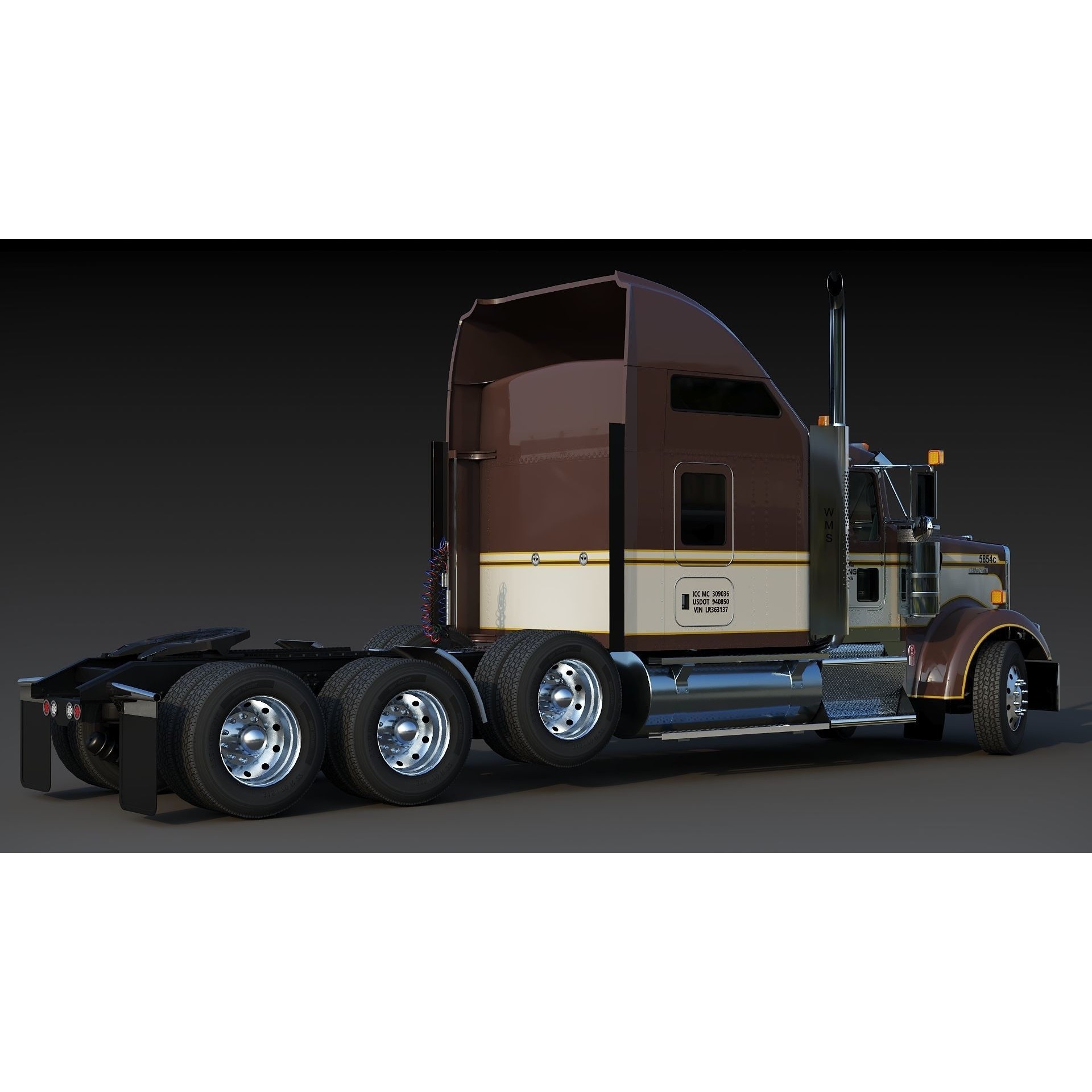 Kenworth W900 Sleeper - Low-Poly Game-Ready 3D Model - View 10