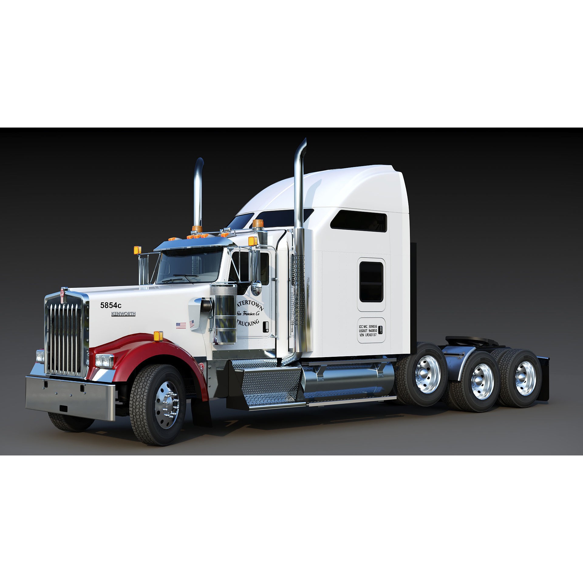 Kenworth W900 Sleeper - Low-Poly Game-Ready 3D Model - View 14