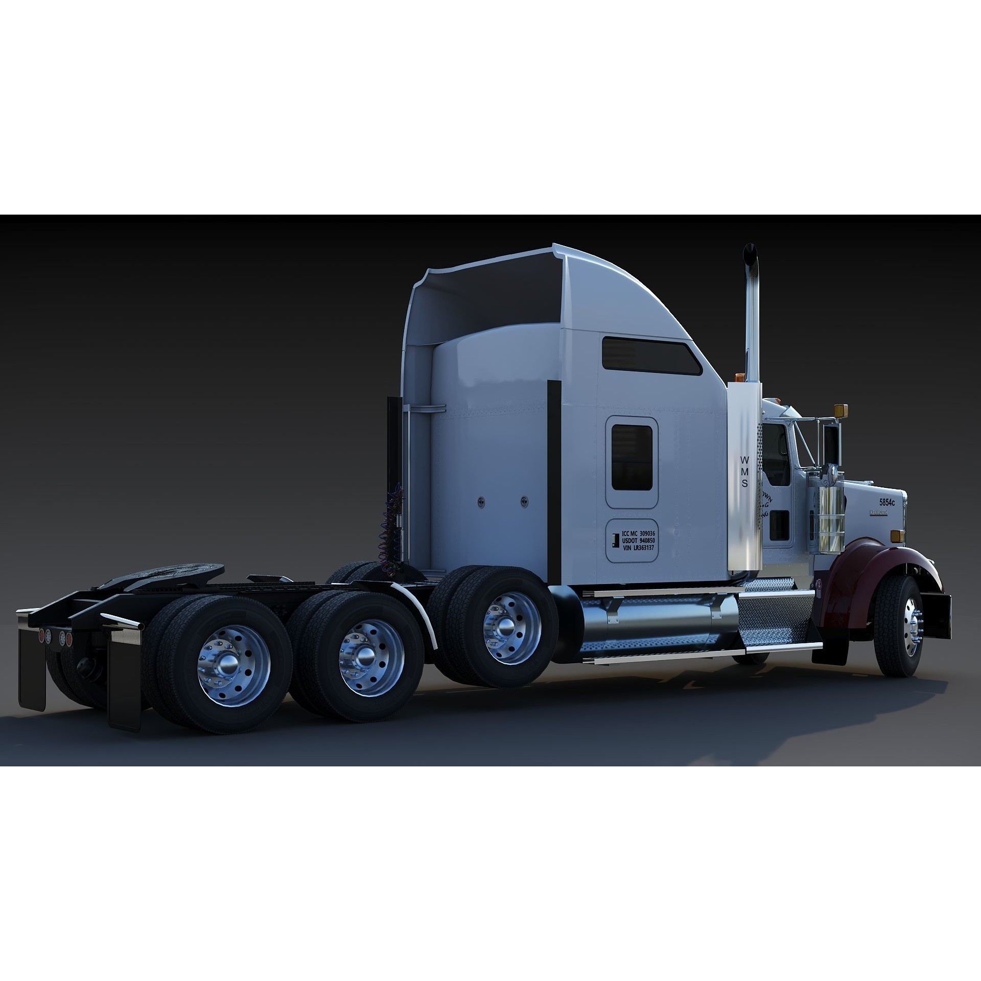 Kenworth W900 Sleeper - Low-Poly Game-Ready 3D Model - View 15
