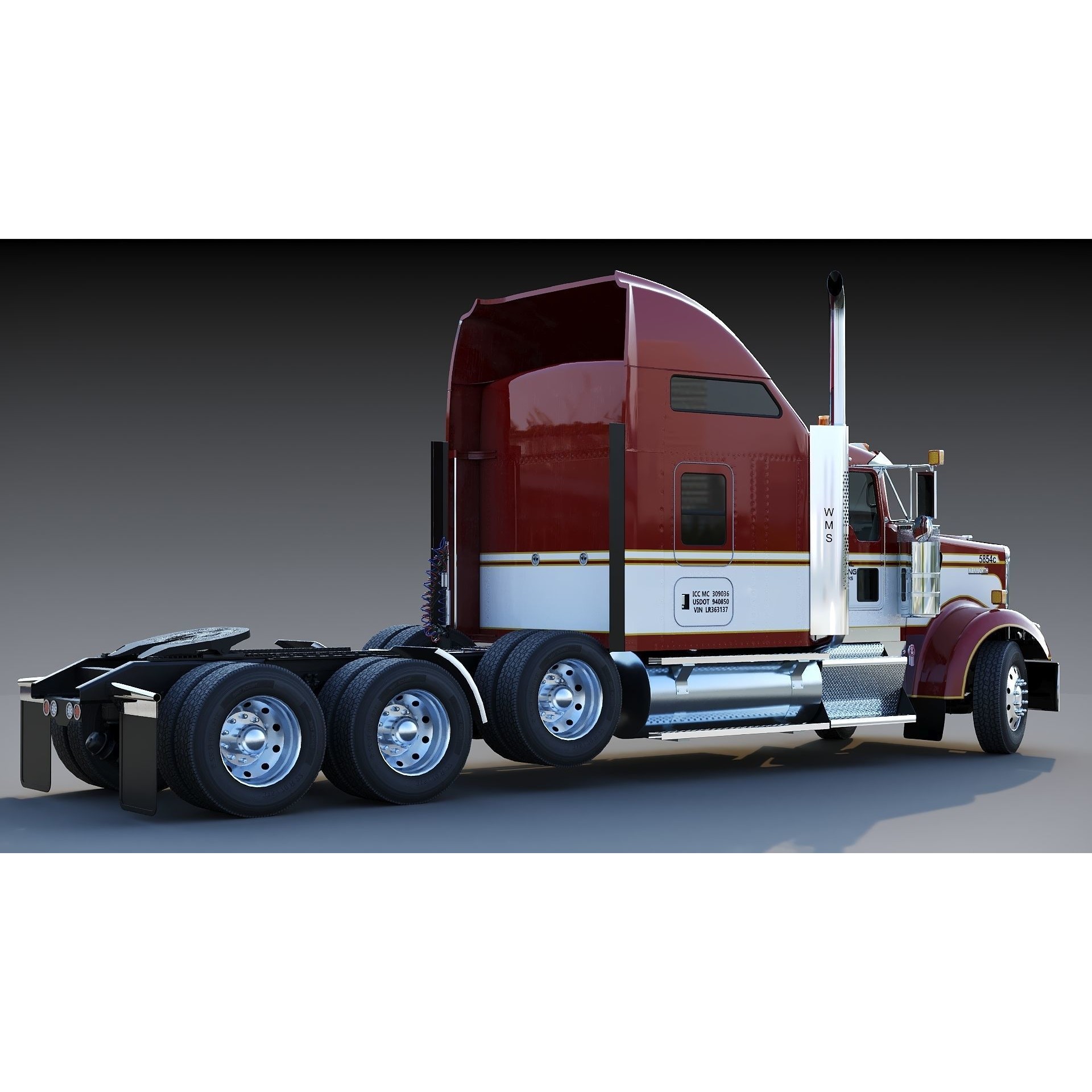 Kenworth W900 Sleeper - Low-Poly Game-Ready 3D Model - View 17