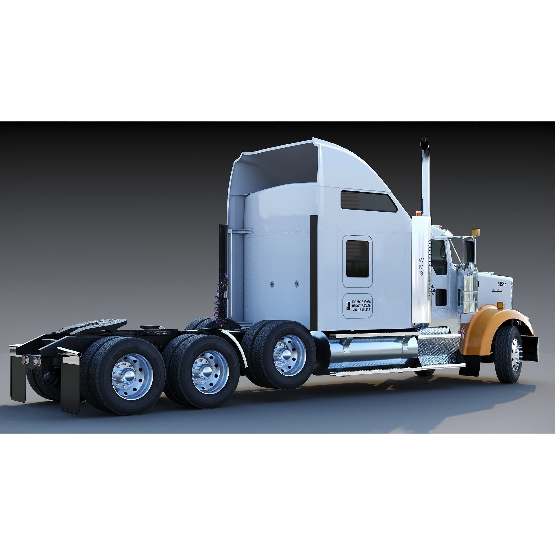 Kenworth W900 Sleeper - Low-Poly Game-Ready 3D Model - View 18