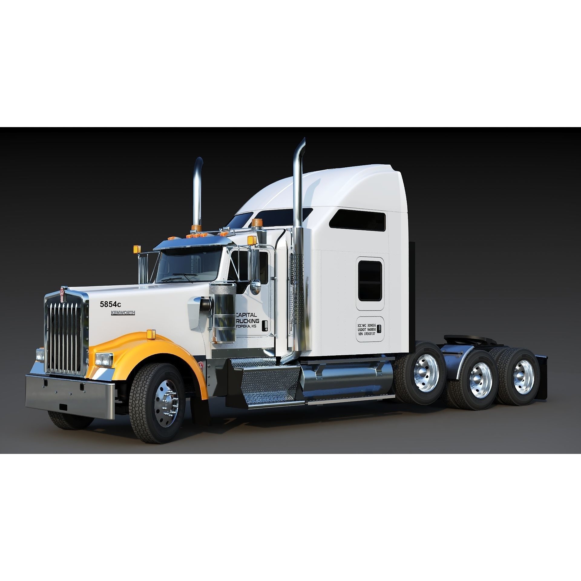 Kenworth W900 Sleeper - Low-Poly Game-Ready 3D Model - View 19