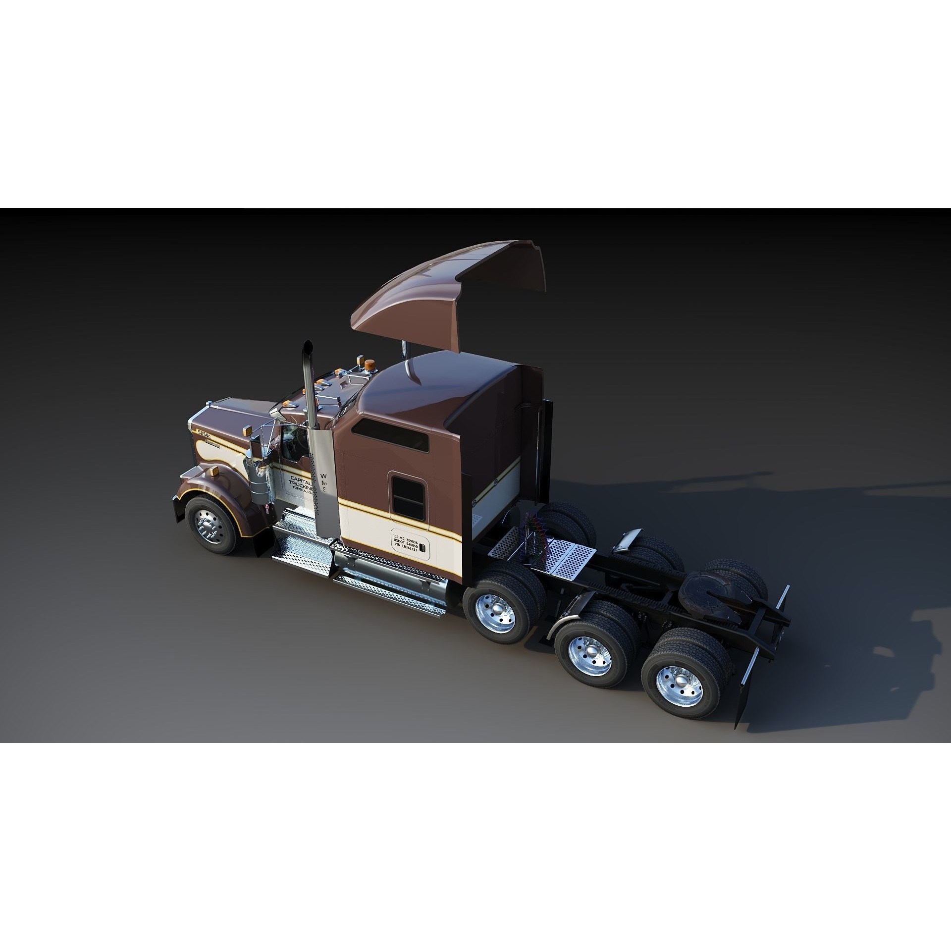 Kenworth W900 Sleeper - Low-Poly Game-Ready 3D Model - View 39