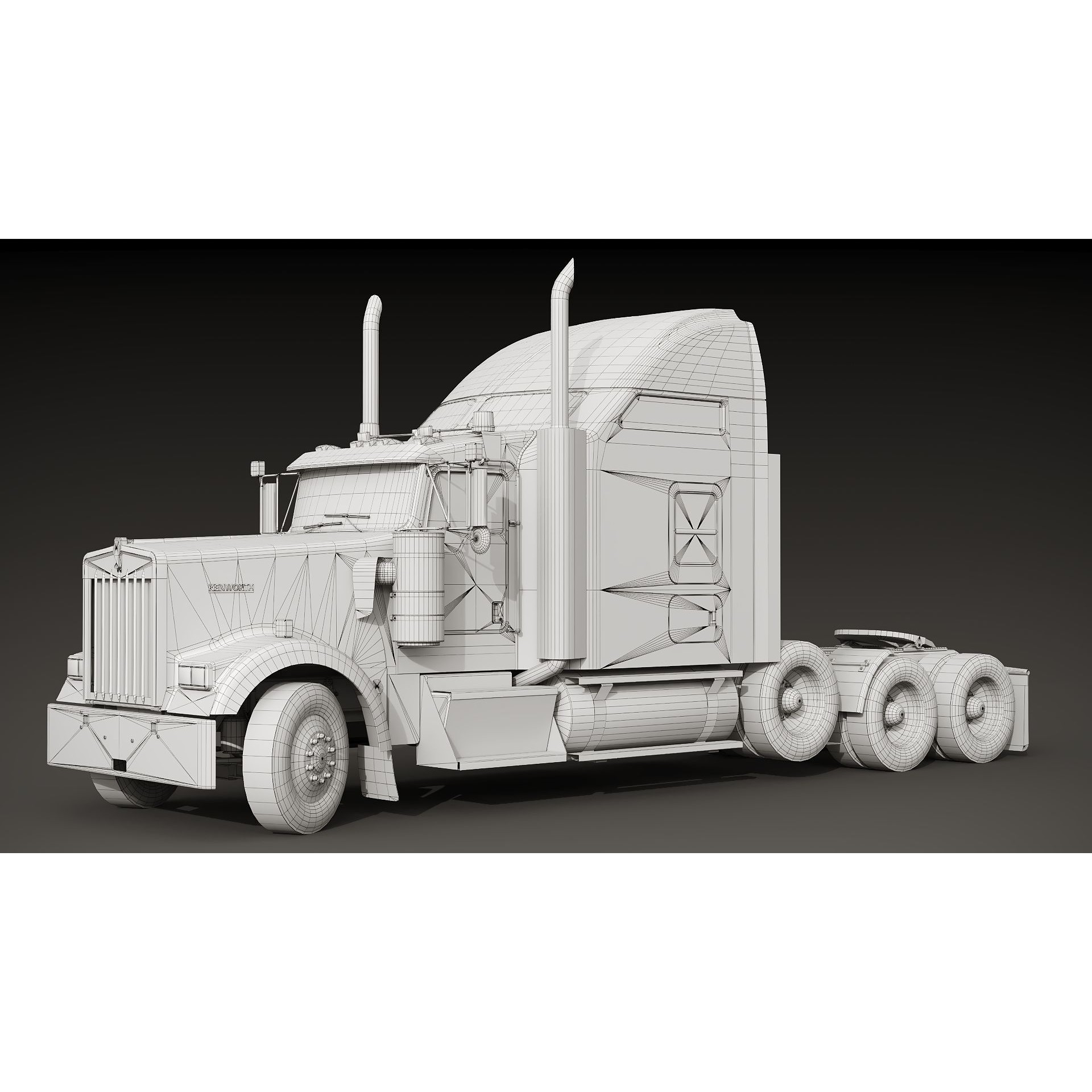 Kenworth W900 Sleeper - Low-Poly Game-Ready 3D Model - View 42