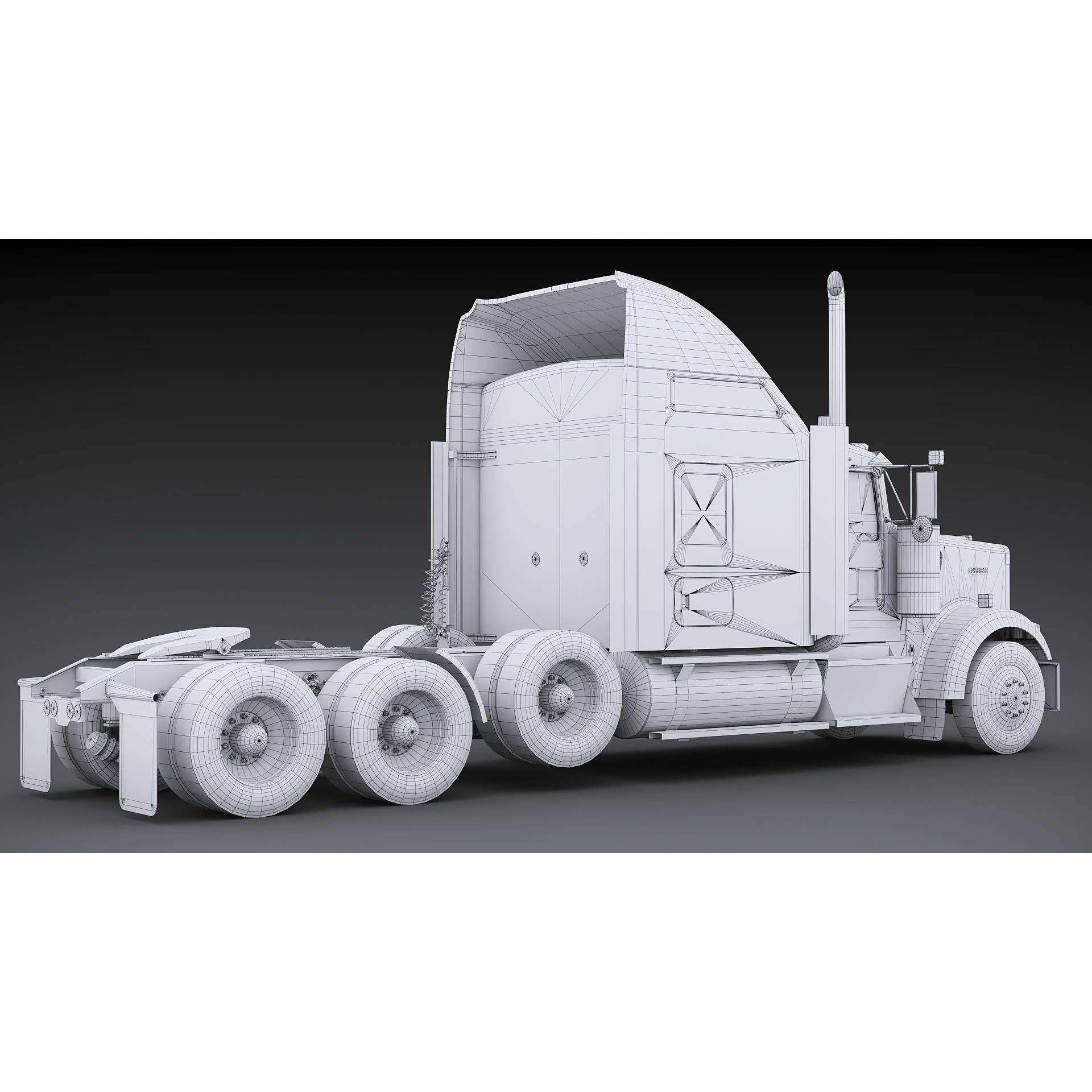 Kenworth W900 Sleeper - Low-Poly Game-Ready 3D Model - View 47